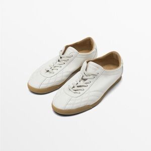 💄Massimo Dutti Women’s Leather White Sneakers US 10 EUR 41